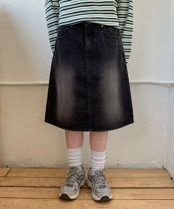 Ucho Washing Denim Midi Skirt